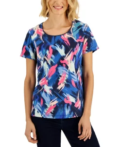 Karen Scott Women's Retro Wash Printed Relaxed Top, Created For Macy's -Anne Klein Sales Store 22514378 fpx