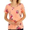Karen Scott Women's Venus Fleur Printed Relaxed Top, Created For Macy's