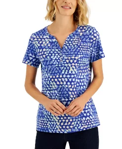 Karen Scott Women's Mod Dots Printed Knit Henley Top, Created For Macy's 8 Karen Scott Women's Mod Dots Printed Knit Henley Top, Created For Macy's -Anne Klein Sales Store 22514481 fpx