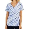 Karen Scott Women's Plaid Relaxed Henley Knit Top, Created For Macy's