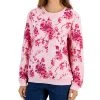Karen Scott Women's Floral Fleece Sweatshirt, Created For Macy's