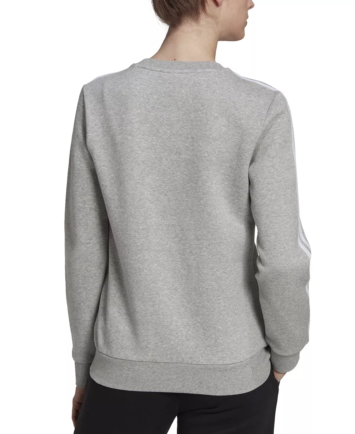 ADIDAS Women's 3-Stripe Cotton Fleece Crewneck Sweatshirt 2 ADIDAS Women's 3-Stripe Cotton Fleece Crewneck Sweatshirt - Image 2