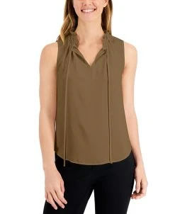 Anne Klein Women's Tulla Split-Neck Sleeveless Top
