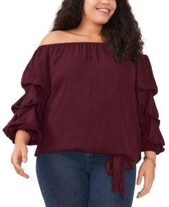Vince Camuto Plus Size Bubble-Sleeve Off-The-Shoulder Top