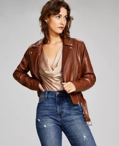 And Now This Women's Belted Faux-Leather Moto Jacket 11 And Now This Women's Belted Faux-Leather Moto Jacket -Anne Klein Sales Store 22541459 fpx