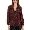 Bar III Women's Floral-Print Ruffle-Neck Top, Created For Macy's