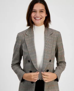 Bar III Women's Mini-Check-Print Faux-Double-Breasted Jacket, Created For Macy's -Anne Klein Sales Store 22542435 fpx