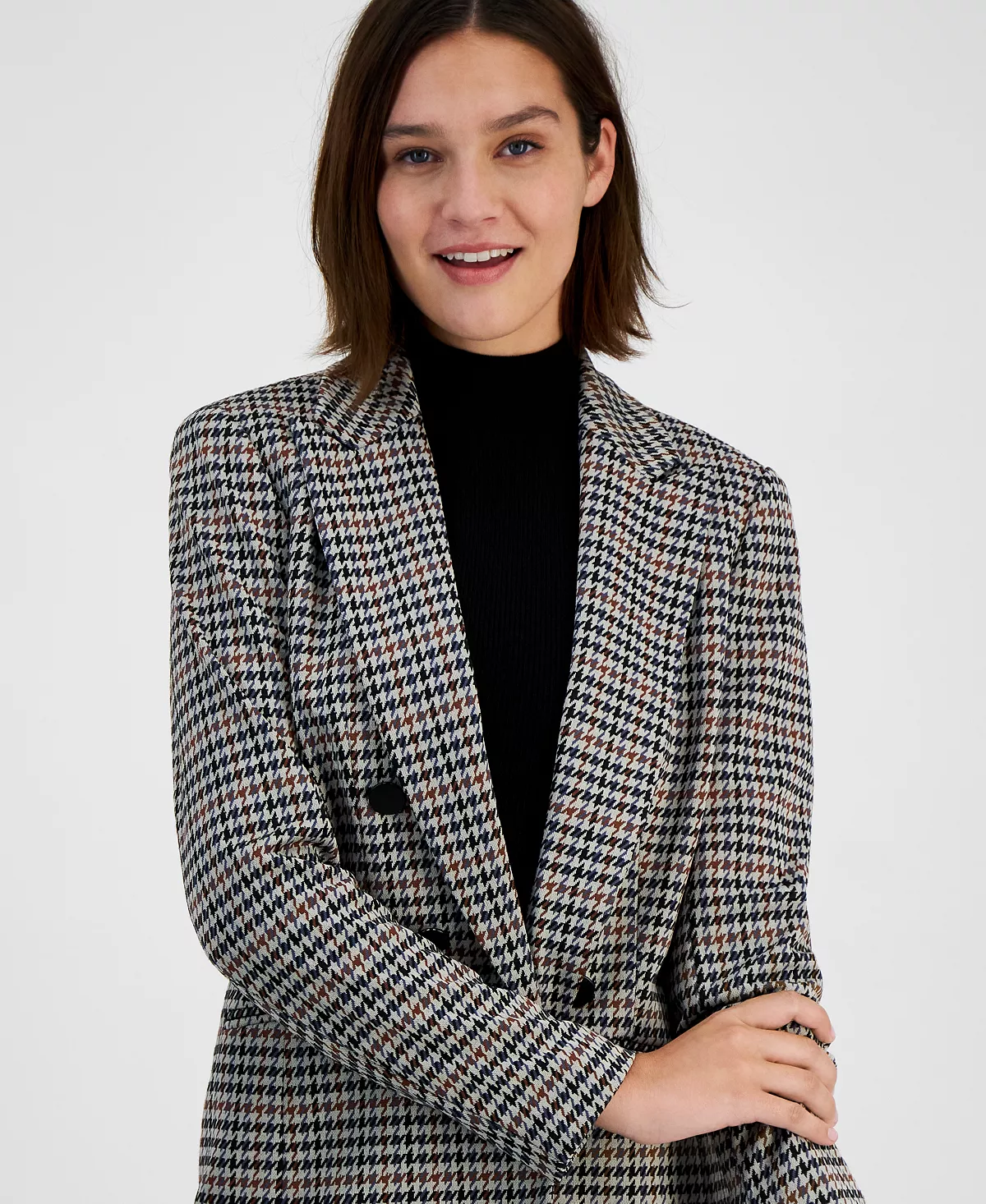 Bar III Women's Mini-Check-Print Faux-Double-Breasted Jacket, Created For Macy's 4 Bar III Women's Mini-Check-Print Faux-Double-Breasted Jacket, Created For Macy's - Image 4