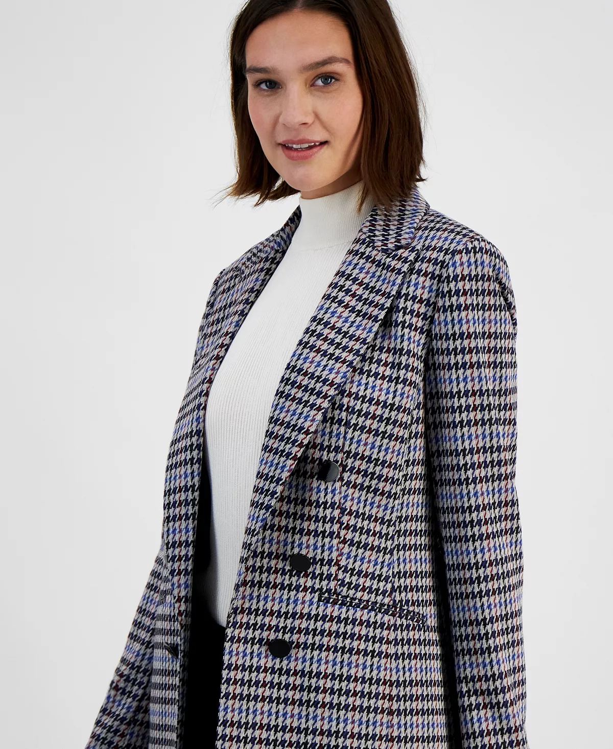 Bar III Women's Mini-Check-Print Faux-Double-Breasted Jacket, Created For Macy's 5 Bar III Women's Mini-Check-Print Faux-Double-Breasted Jacket, Created For Macy's - Image 5