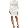 Sam Edelman Women's Cowlneck Tie-Waist Mini Sweater Dress