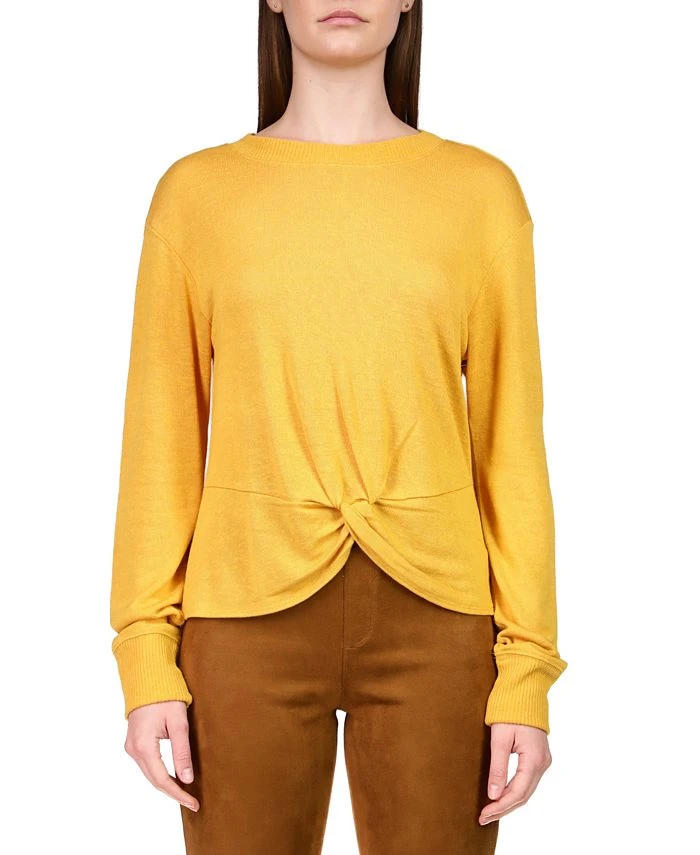 Sanctuary Women's Knotted-Front Long-Sleeve Knit Top 1 Sanctuary Women's Knotted-Front Long-Sleeve Knit Top