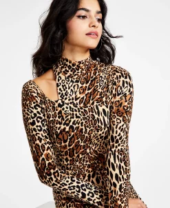 Bar III Women's Animal-Print Mock-Neck Long-Sleeve Crop Top, Created For Macy's 6 Bar III Women's Animal-Print Mock-Neck Long-Sleeve Crop Top, Created For Macy's -Anne Klein Sales Store 22555213 fpx