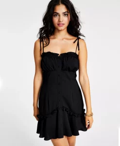 Bar III Women's Self-Tie-Strap Ruffle Mini Dress, Created For Macy's -Anne Klein Sales Store 22556873 fpx