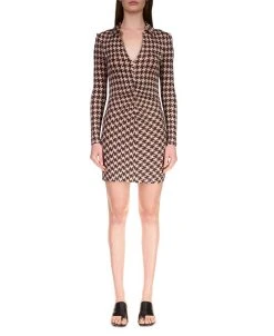 Sanctuary Women's Ruched-Knit Houndstooth Mini Dress