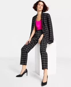 Bar III Women's Windowpane-Plaid Mid-Rise Pull-On Pants, Created For Macy's 8 Bar III Women's Windowpane-Plaid Mid-Rise Pull-On Pants, Created For Macy's -Anne Klein Sales Store 22562833 fpx