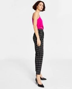 Bar III Women's Windowpane-Plaid Mid-Rise Pull-On Pants, Created For Macy's 7 Bar III Women's Windowpane-Plaid Mid-Rise Pull-On Pants, Created For Macy's -Anne Klein Sales Store 22562834 fpx