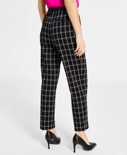 Bar III Women's Windowpane-Plaid Mid-Rise Pull-On Pants, Created For Macy's 6 Bar III Women's Windowpane-Plaid Mid-Rise Pull-On Pants, Created For Macy's -Anne Klein Sales Store 22562835 fpx