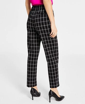 Bar III Women's Windowpane-Plaid Mid-Rise Pull-On Pants, Created For Macy's 2 Bar III Women's Windowpane-Plaid Mid-Rise Pull-On Pants, Created For Macy's - Image 2