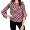 Kasper Women's Ruffled 3/4-Sleeve Printed Top