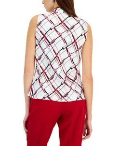 Kasper Women's Sleeveless Printed Tie-Neck Top -Anne Klein Sales Store 22563935 fpx
