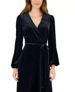 INC International Concepts Women's Faux-Wrap Velour Dress, Created For Macy's -Anne Klein Sales Store 22564211 fpx