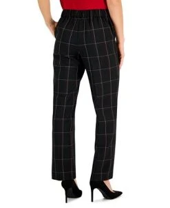 Kasper Women's Plaid Pull-On Straight-Leg Pants -Anne Klein Sales Store 22564231 fpx