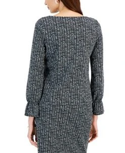 Kasper Women's Printed Boat-Neck Bell-Sleeve Top -Anne Klein Sales Store 22564324 fpx