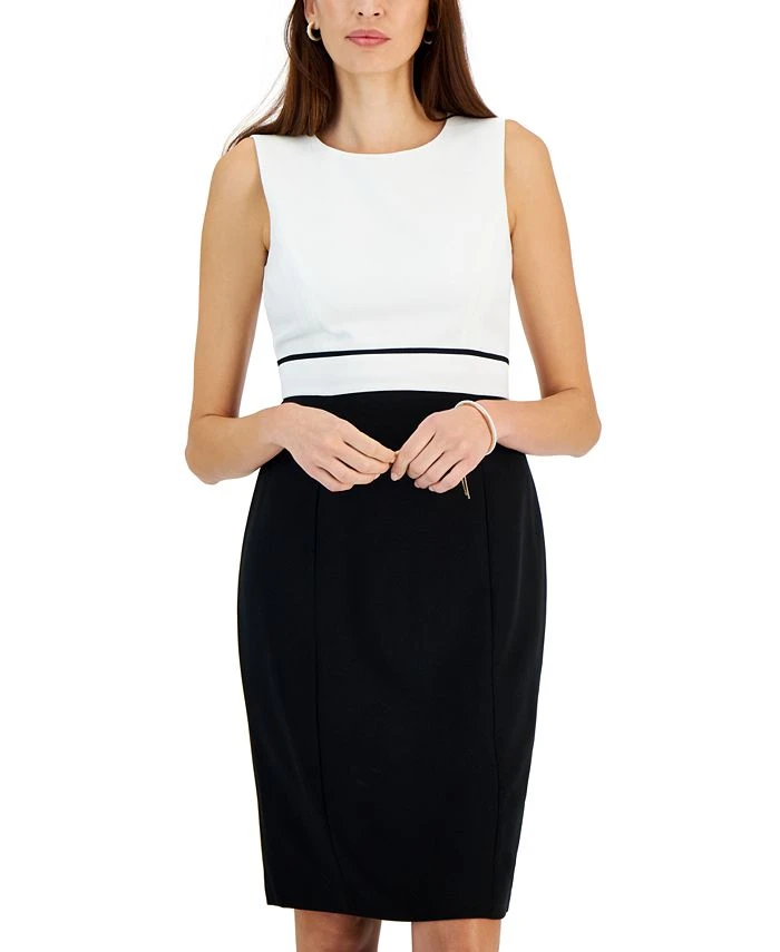 Kasper Women's Sleeveless Colorblocked Sheath Dress 1 Kasper Women's Sleeveless Colorblocked Sheath Dress