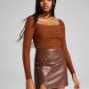 And Now This Women's Puff-Sleeve Ruched Long Sleeve Bodysuit