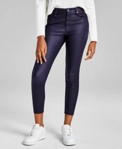 And Now This Woman's Coated Frayed Hem Skinny Denim Jeans