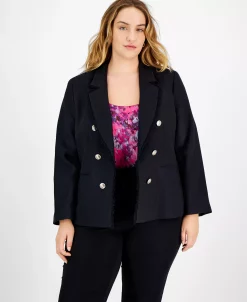 Bar III Plus Size Faux Double-Breasted Tweed Blazer, Created For Macy's -Anne Klein Sales Store 22567333 fpx