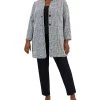 Kasper Plus Size Houndstooth-Plaid Two-Button Longline Blazer