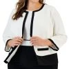 Kasper Plus Size Contrast-Trim Collarless Jacket