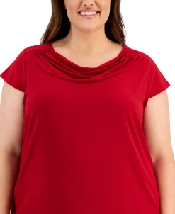 Kasper Plus Size Cap-Sleeve Cowlneck Top -Anne Klein Sales Store 22567707 fpx