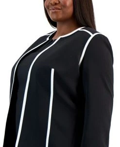 Kasper Plus Size Colorblocked Open-Front Long-Sleeve Blazer 7 Kasper Plus Size Colorblocked Open-Front Long-Sleeve Blazer -Anne Klein Sales Store 22568121 fpx