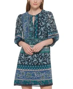 Vince Camuto Women's Balloon-Sleeve Tie-Neck Dress -Anne Klein Sales Store 22569975 fpx