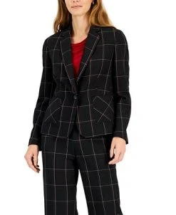 Kasper Women's Plaid One-Button Notched-Collar Jacket -Anne Klein Sales Store 22573588 fpx