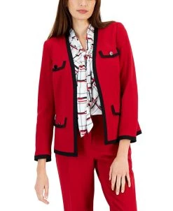 Kasper Women's Collarless Colorblocked Open-Front Blazer