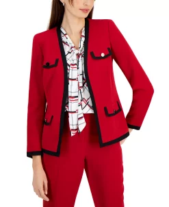 Kasper Women's Collarless Colorblocked Open-Front Blazer -Anne Klein Sales Store 22573623 fpx