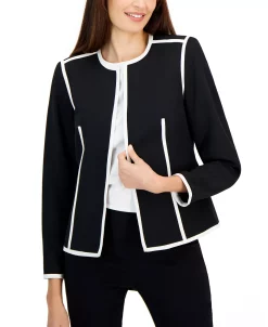Kasper Women's Colorblocked Open-Front Long-Sleeve Blazer 6 Kasper Women's Colorblocked Open-Front Long-Sleeve Blazer -Anne Klein Sales Store 22573680 fpx