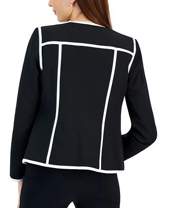 Kasper Women's Colorblocked Open-Front Long-Sleeve Blazer 2 Kasper Women's Colorblocked Open-Front Long-Sleeve Blazer - Image 2