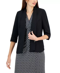 Kasper Women's Shawl-Collar Open-Front Cuffed-Sleeve Blazer -Anne Klein Sales Store 22573687 fpx
