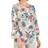 JM Collection Women's Etched Batik Printed Flared-Sleeve Top, Created For Macy's