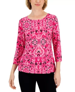 JM Collection Women's Elegant Chapel Jacquard Top, Created For Macy's -Anne Klein Sales Store 22576965 fpx