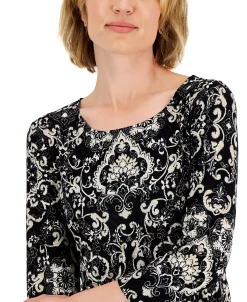 JM Collection Women's Elegant Chapel Jacquard Top, Created For Macy's -Anne Klein Sales Store 22576977 fpx