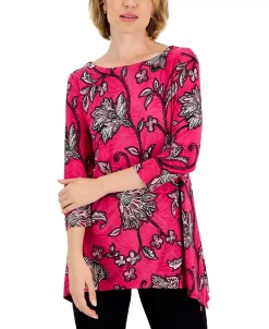 JM Collection Women's Beauty Flow Floral-Print Swing Top, Created For Macy's -Anne Klein Sales Store 22576997 fpx
