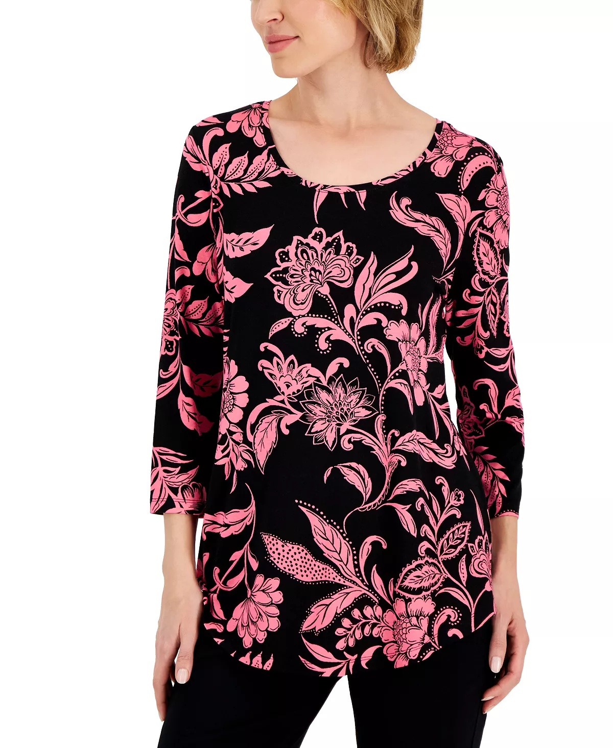 JM Collection Women's Vineyard Path Printed Knit Top, Created For Macy's 4 JM Collection Women's Vineyard Path Printed Knit Top, Created For Macy's - Image 4