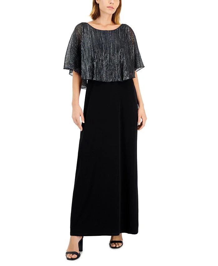 Connected Metallic-Capelet Gown 1 Connected Metallic-Capelet Gown