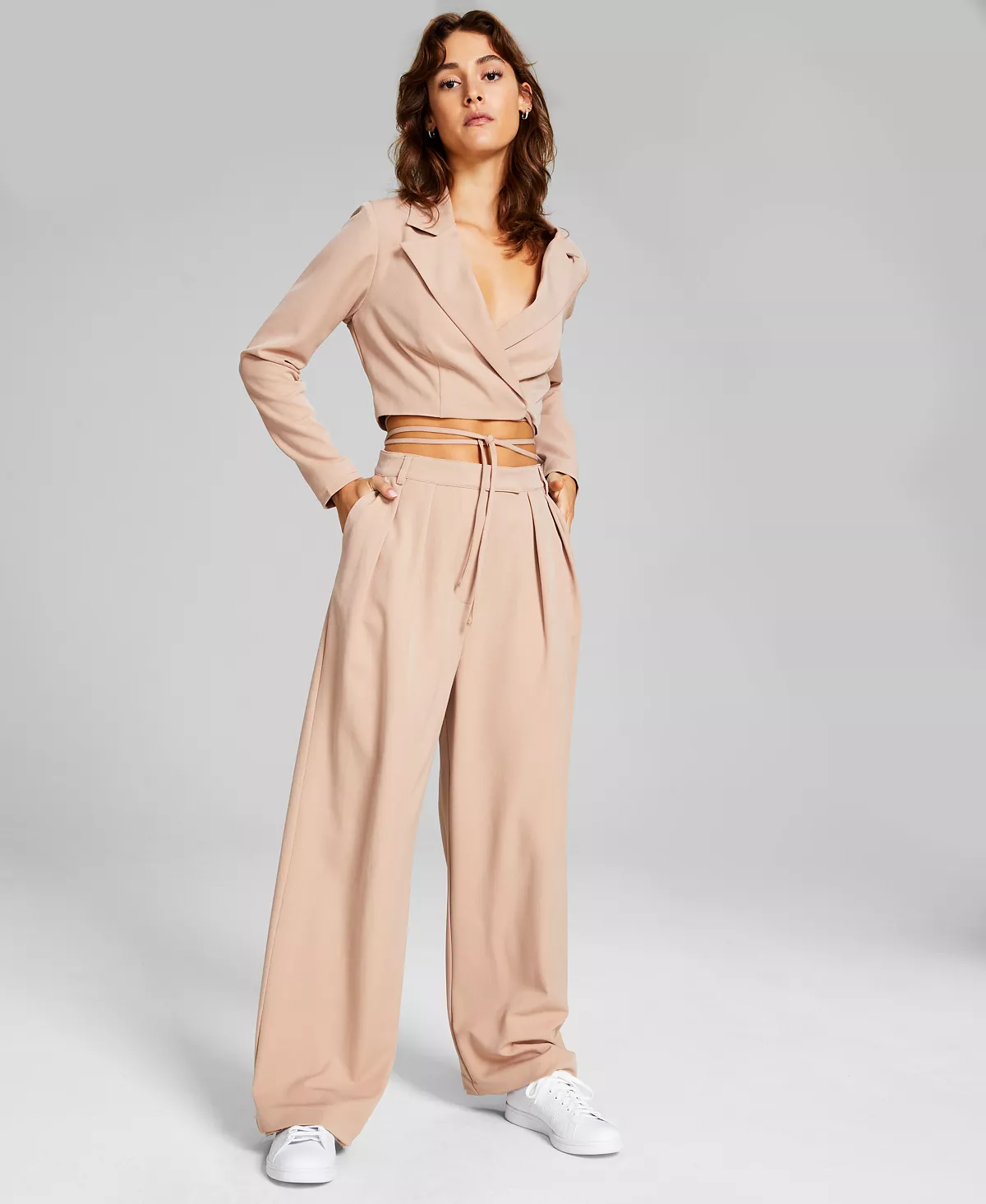 And Now This Women's Cropped Wrap Tie Blazer 2 And Now This Women's Cropped Wrap Tie Blazer - Image 2