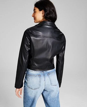 And Now This Women's Belted Faux-Leather Moto Jacket 2 And Now This Women's Belted Faux-Leather Moto Jacket - Image 2